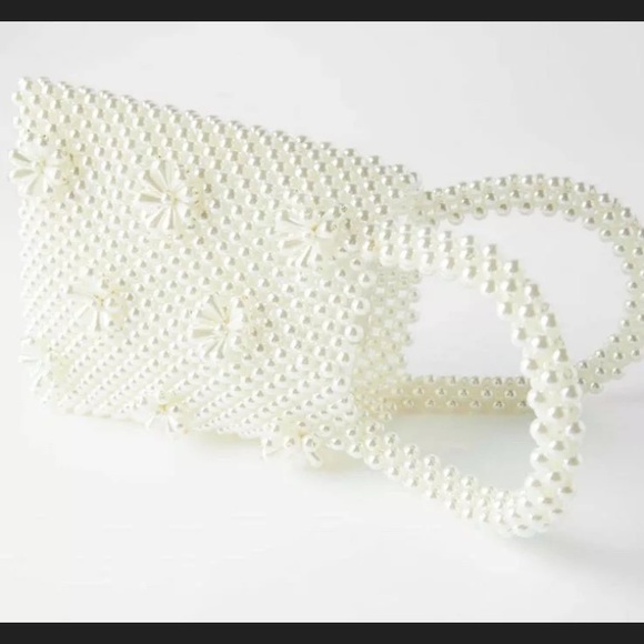 NWT Zara Woman Pearl Bag Purse Flowers Handbag - Picture 6 of 6